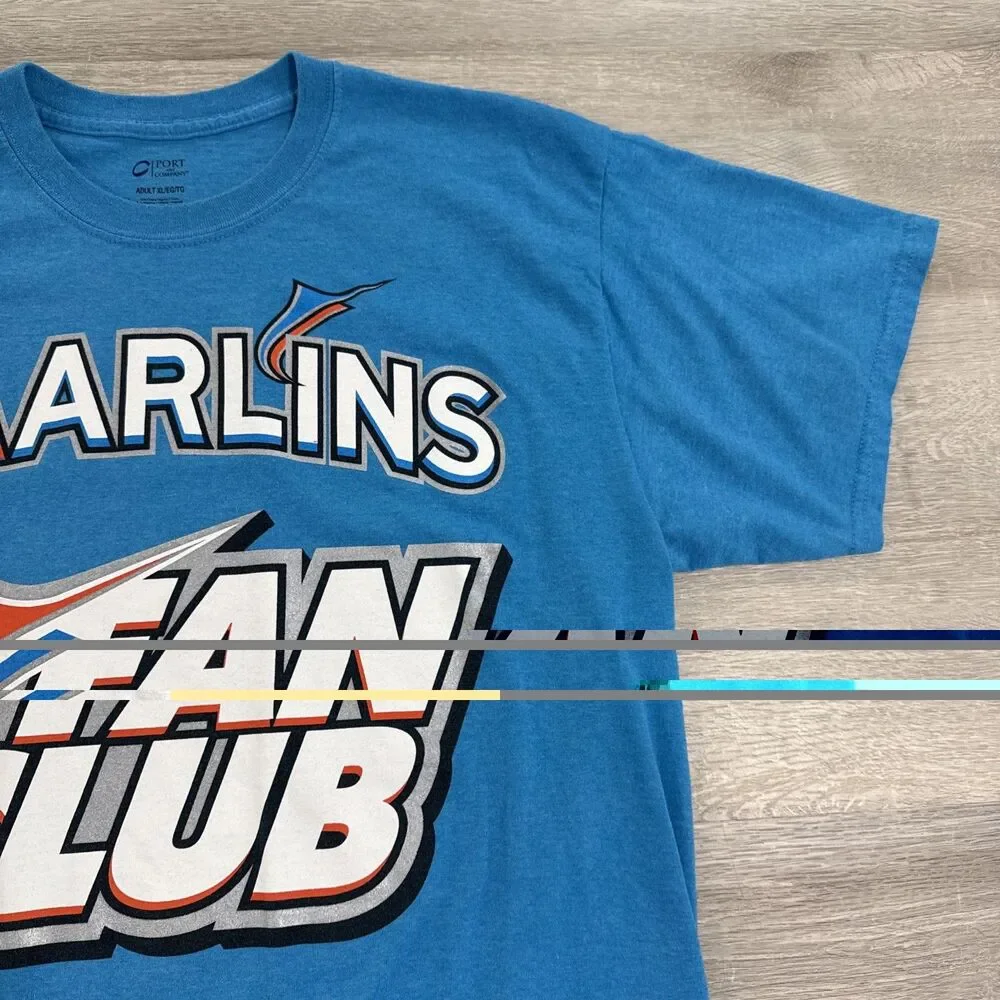 Miami Marlins Shirt Fan Club Baseball Men's Blue XL Cotton Blend Tee MLB